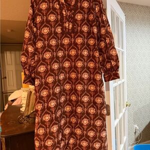 JODIFL Rust Floral Maxi Dress with Cream Daisy Print